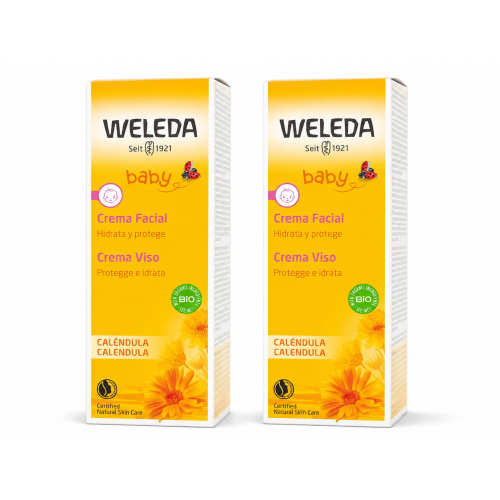 Weleda Baby Crema Facial de Caléndula – Pack 2 Unidades | Hidrata y protege la delicada piel del bebé