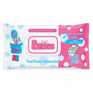 Bekyds Toallitas Húmedas 120 Uds – Limpieza Suave y Formato XL para el Día a Día