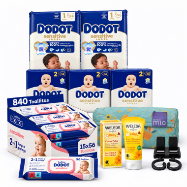 ack Súper Ahorro:Pañales Dodot Sensitive Talla 1 + Talla 2 + Toallitas + Weleda + Cambiador