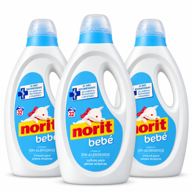 Pack Ahorro de 3 geles detergentes Norit Bebé de 1.125 ml – Hasta 96 lavados