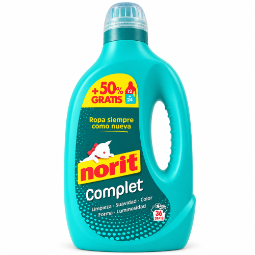 Gel Detergente Norit Complet 1.800 ml – 36 Lavados | Limpieza, Suavidad, Color y Luminosidad