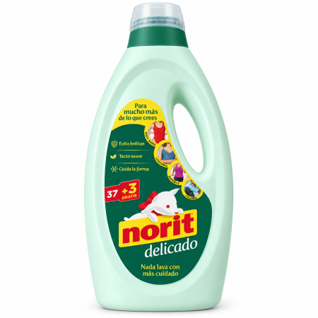Gel Detergente Norit Delicado 1.125 ml – 40 Lavados, Cuida la Forma y Evita Bolitas