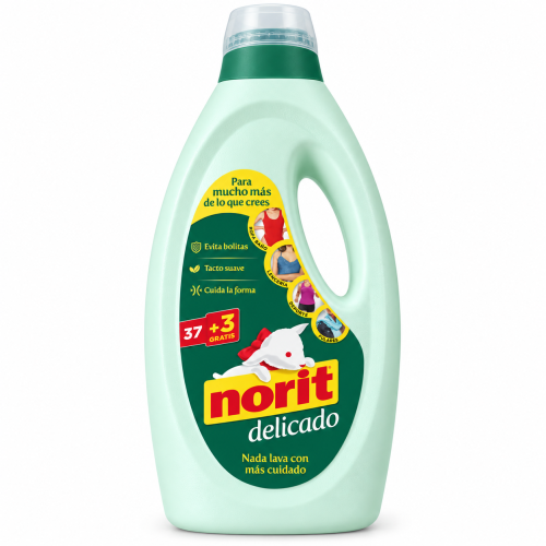 Gel Detergente Norit Delicado 1.125 ml – 40 Lavados, Cuida la Forma y Evita Bolitas