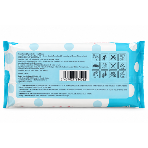 Toallitas Húmedas Bekyds con Provitamina B5 y Vitamina E – 70 unidades