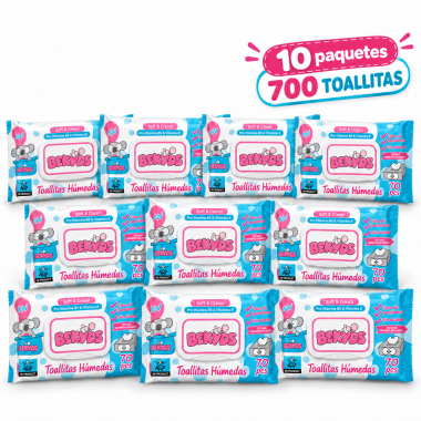 Toallitas Húmedas BEKYDS 10 × 70 uds – 700 toallitas con Provitamina B5 y Vitamina E