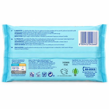 Toallitas Húmedas Nice Baby Acqua con Aloe Vera – 72 unidades