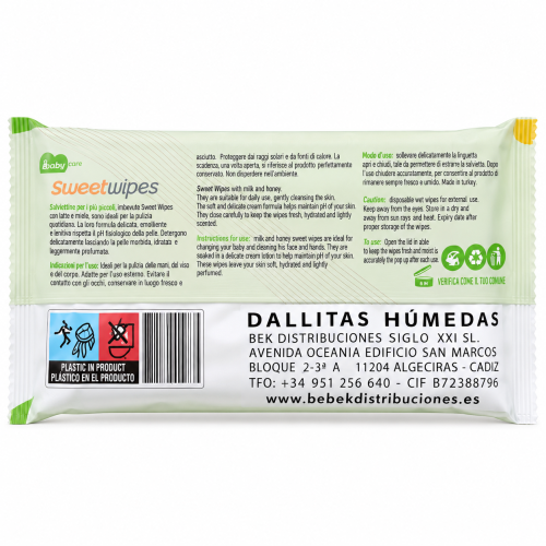 Toallitas Húmedas BEKYDS Sweet Wipes Leche y Miel 10 × 20 uds – 200 toallitas