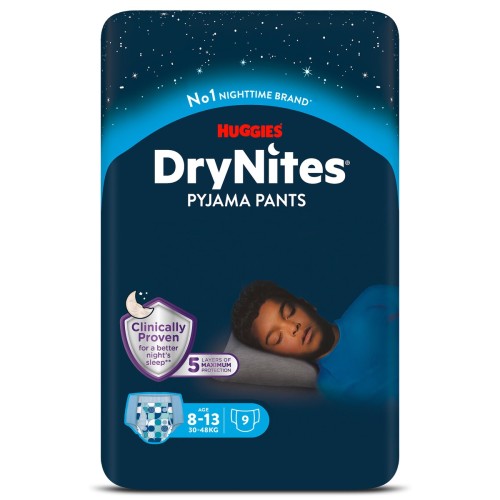 Huggies DryNites Niño 8–13 años – 3 paquetes de 9 unidades (27 pants)
