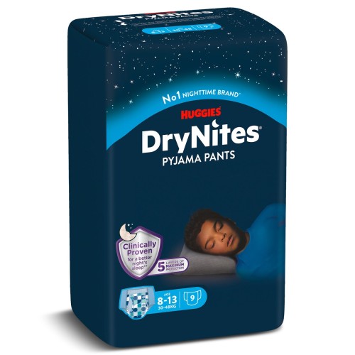 Huggies DryNites Niño 8–13 años – 3 paquetes de 9 unidades (27 pants)