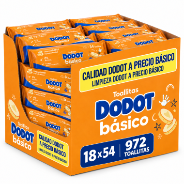 Toallitas Dodot Básico Pack Ahorro 972 Uds (18x54) – Limpieza Eficaz al Mejor Precio