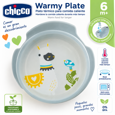 Plato Térmico Antideslizante Chicco – Mantiene la comida caliente y facilita la alimentación