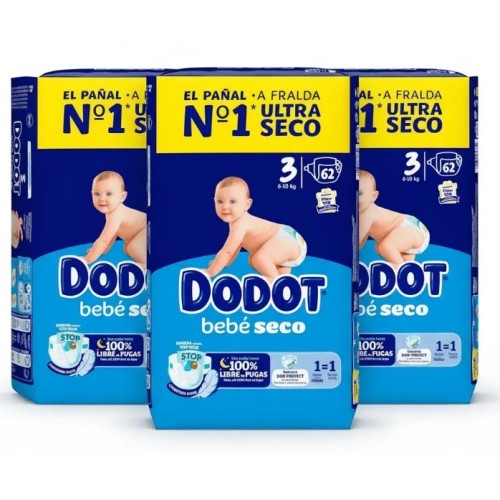 Pack Súper Ahorro Dodot – Talla 1 (116 pañales) + Talla 2 (174 pañales) + Talla 3 (186 pañales) + 840 Toallitas