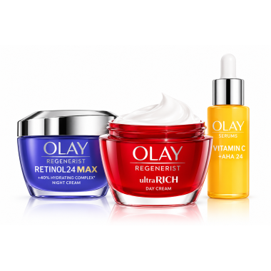 Pack Súper Ahorro Olay Regenerist – Crema Día Ultra Rich  + Retinol24 Max Noche  + Sérum Vitamina C + AHA 24
