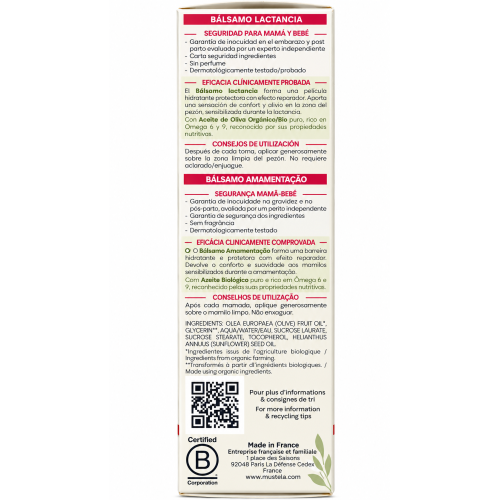 Bálsamo Lactancia Bio Mustela 30ml | Cuidado y Protección del Pezón