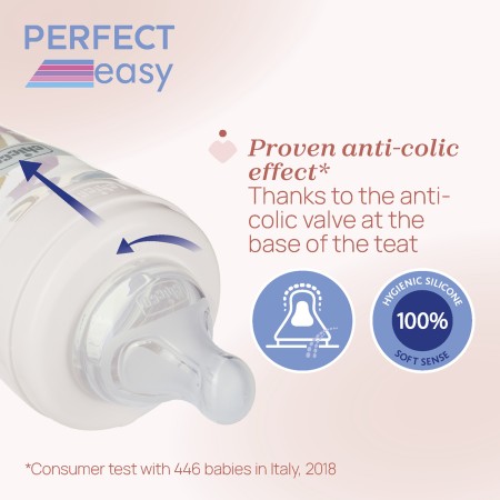 Biberón Chicco Perfect Easy 250 ml Flujo Medio +2 Meses Anticólicos