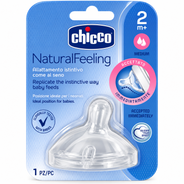 Tetina Chicco NaturalFeeling de silicona flujo medio para bebés a partir de 2 meses