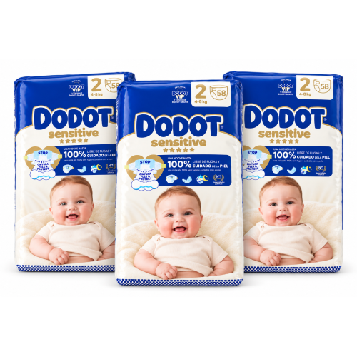 Pack Pañales Dodot Sensitive Talla 2 (174) + Toallitas (840) + Juguetes Bebé Ahorro