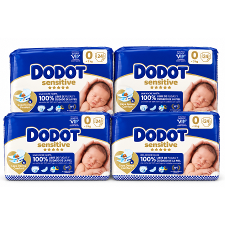 Pack Súper Ahorro Recién Nacido 96 Pañales Dodot Talla 0 + 720 Toallitas + Tratamiento Costra Láctea + 15 Productos + REGALO