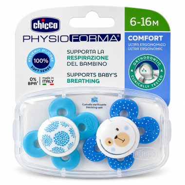 Chicco PhysioForma Comfort Chupetes de Silicona 6-16 Meses – Pack 2 Unidades