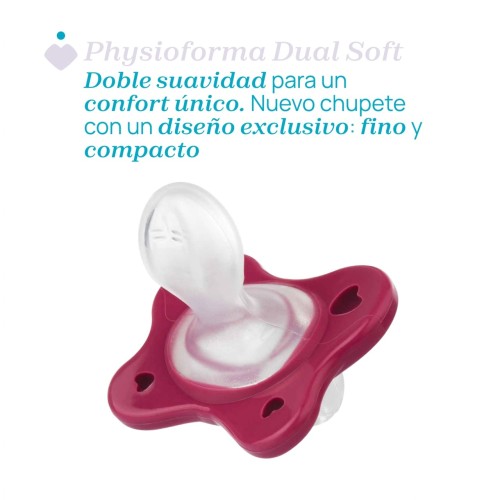 Chupetes Chicco PhysioForma Dual Soft 16-36 Meses Rosa y Magenta – Pack 2 Unidades