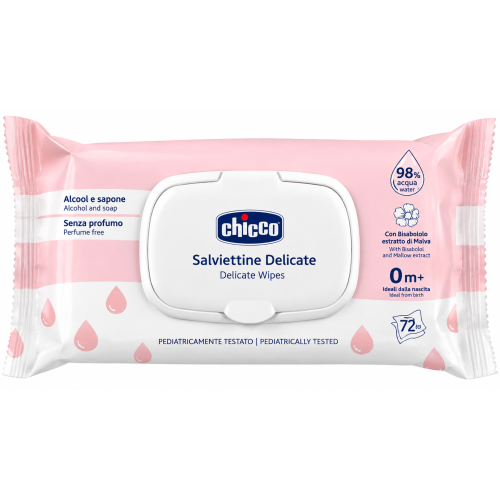 Toallitas Húmedas Chicco Delicadas 98% Agua con Tapa – Pack Ahorro 3x72 (216 Unidades)