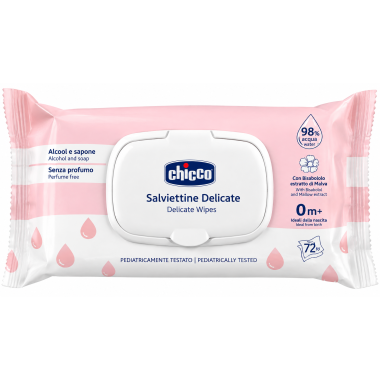 Toallitas Húmedas Chicco Delicadas 98% Agua con Tapa – 72 Unidades