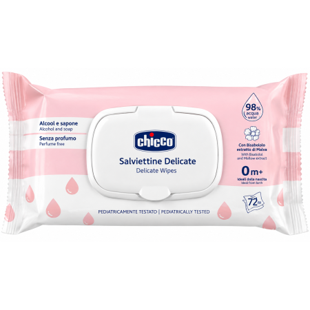 Toallitas Húmedas Chicco Delicadas 98% Agua con Tapa – 72 Unidades