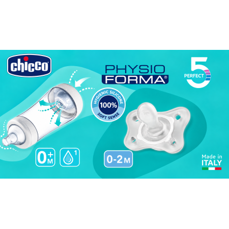 Set Chicco Perfect5 Biberón Anticólicos 150 ml + Chupete PhysioForma 100% Silicona 0-2 Meses – Gris