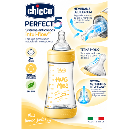 Biberón Perfect5 Anticólicos Silicona 300 ml Chicco – Alimentación cómoda y segura para tu bebé