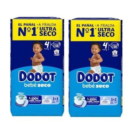 Pack Súper Ahorro Dodot – Talla 2 (174) + Talla 3 (186) + Talla 4 (116) + 840 Toallitas + Esponja + Protectores Enchufes
