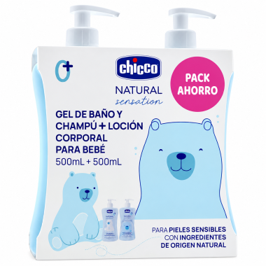 Pack Gel de Baño y Champú 500 ml + Loción Corporal 500 ml Chicco – Cuidado completo e hidratación diaria