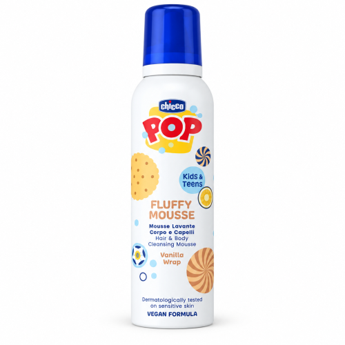 Pack Cuidado Infantil Chicco POP Vanilla Wrap – Mousse de Baño, Acondicionador, Perfume Capilar y Cepillo Beter Rosa