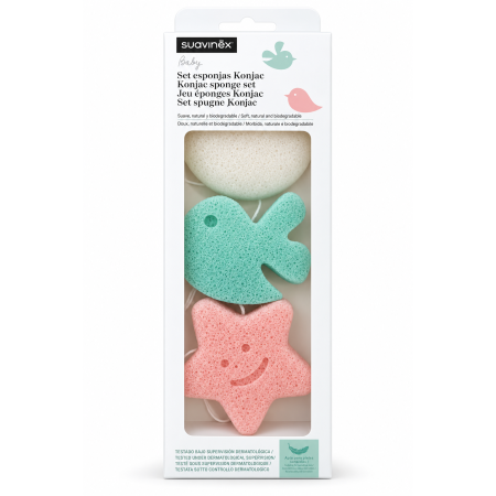 Esponjas Konjac 3 Uds Suavinex – Limpieza Natural y Suave para Bebés