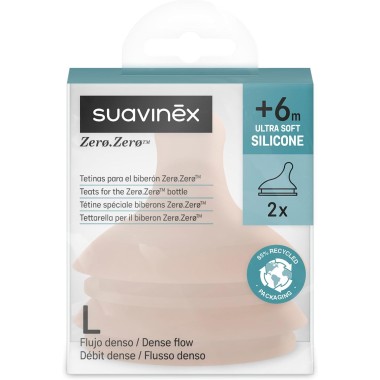 Tetinas Suavinex Zero Zero Flujo Denso L -  Pack 2 | Más Pañales