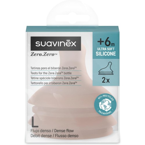 Tetinas Suavinex Zero Zero Flujo Denso L -  Pack 2 | Más Pañales