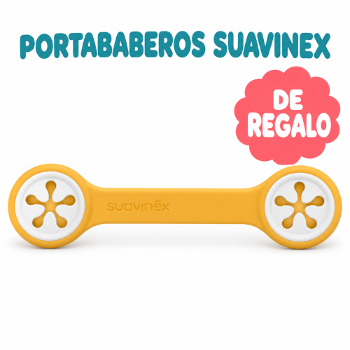 Pack Cuidado Bebé Suavinex con Leche Hidratante 500 ml, Crema Facial 50 ml, Chupete y Mordedor + Portababeros de Regalo
