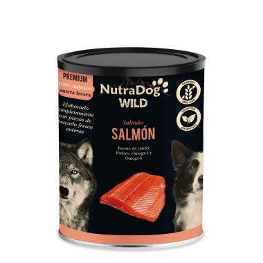 Alimento Húmedo Natural Salmon para Perros NutraDog WILD 400 g – 100 % Salmón, Sin Cereales ni Aditivos