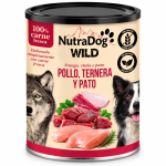 Alimento Húmedo Natural Pollo Ternera y pato para Perros NutraDog WILD 400 g – Comida Completa Premium