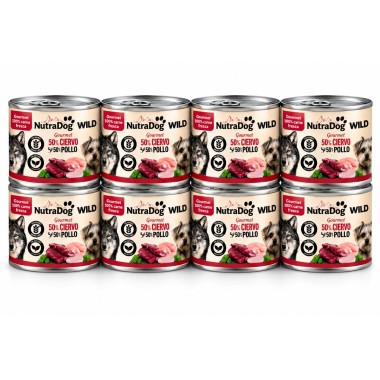 NutraDog WILD Ciervo y Pollo 8x200g | Alimento Húmedo Natural para Perros Pack Ahorro