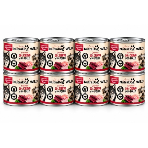 NutraDog WILD Ciervo y Pollo 8x200g | Alimento Húmedo Natural para Perros Pack Ahorro
