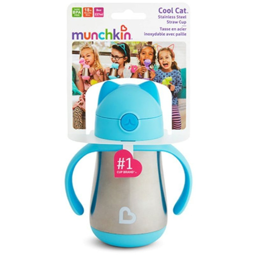 Taza de Acero con Pajita Cool Cat. Munchkin
