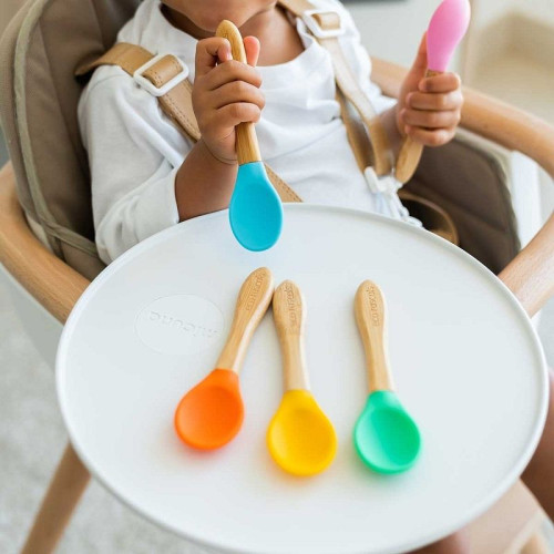 Cucharas bamboo azul-verde-naranja - Eco Rascals