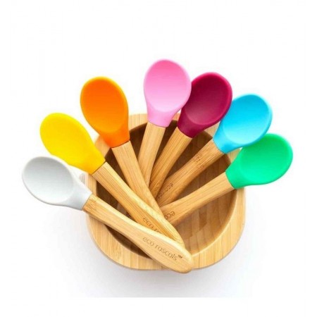 Cucharas bamboo azul-verde-naranja - Eco Rascals