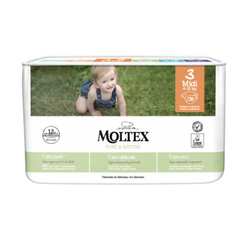 Pañales Pure & Nature Talla 3 (4 a 10 kg) 56 Uds. Moltex