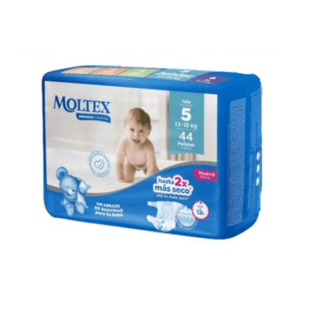 Pañales Moltex Premium Comfort Talla 5. 44 Uds. (13-18KG)