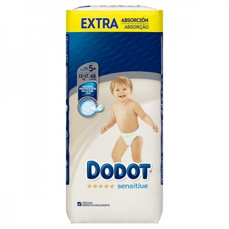 Dodot Sensitive Extra Talla 5+ 2x48 uds  Pañales dodot, Pañales bebe,  Cambio de pañal